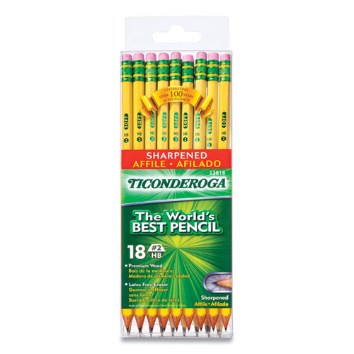 Image of Pre-Sharpened Pencil, HB (#2), Black Lead, Yellow Barrel, 18/Pack