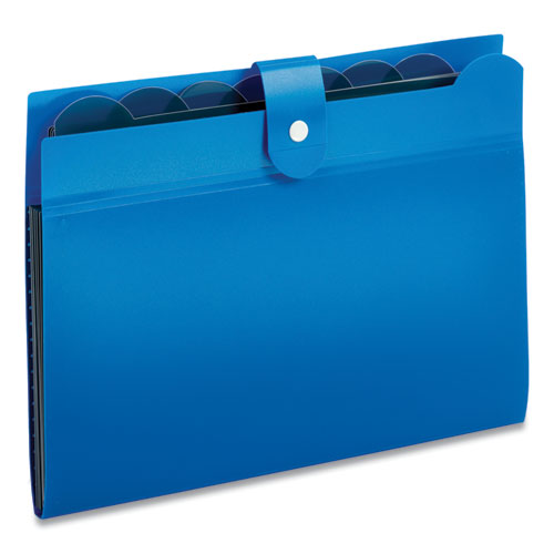 Image of Seven-Pocket Expanding File, 1" Expansion, 7 Sections, Snap Closure, 1/7-Cut Tabs, Letter Size, Blue