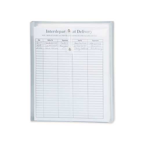 Image of Smead™ Poly String And Button Interoffice Envelopes, Open-End (Vertical), 9.75 X 11.63, Clear, 5/Pack