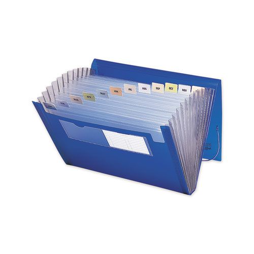 Expanding File with Color Tab Inserts, 12 Sections, Letter Size, Blue