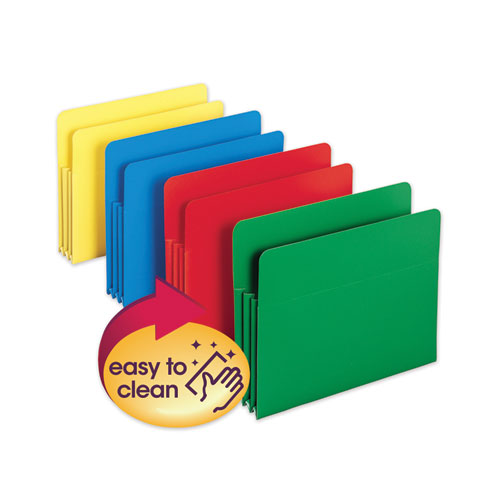 POLY DROP FRONT FILE POCKETS, 3.5" EXPANSION, 4 SECTIONS, LETTER SIZE, ASSORTED, 4/BOX