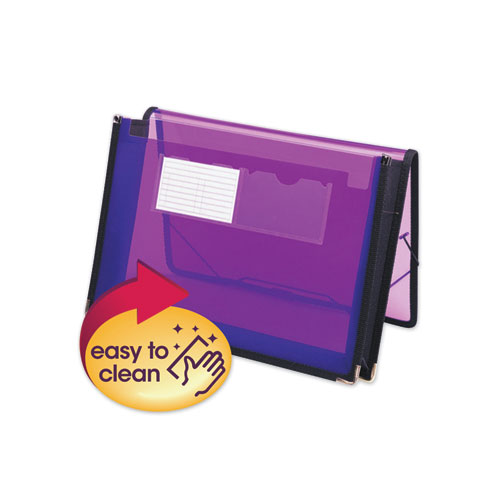 Poly Wallets, 2.25" Expansion, 1 Section, Elastic Cord Closure, Letter Size, Translucent Purple