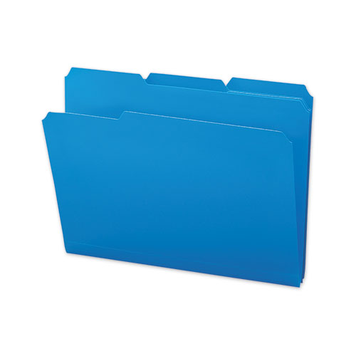 Top Tab Poly Colored File Folders, 1/3-Cut Tabs, Letter Size, Blue, 24/Box