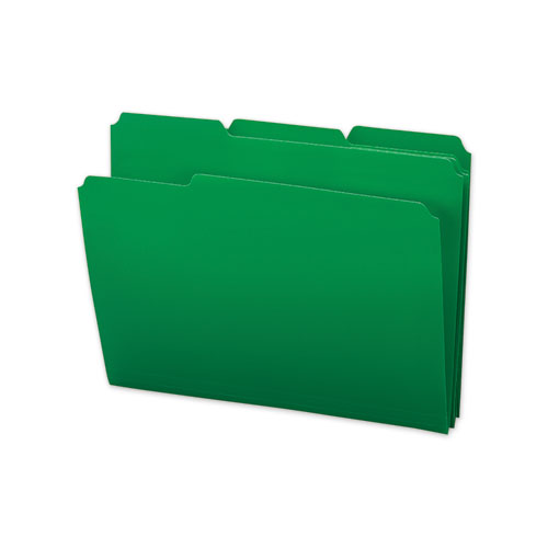 Top Tab Poly Colored File Folders, 1/3-Cut Tabs, Letter Size, Green, 24/Box