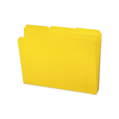 Top Tab Poly Colored File Folders, 1/3-Cut Tabs, Letter Size, Yellow, 24/Box