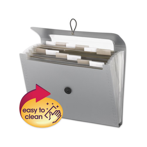 Step Index Organizer, 12 Sections, Cord/Hook Closure, 1/6-Cut Tabs, Letter Size, Silver