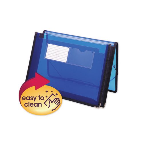 Smead™ Poly Wallets, 2.25" Expansion, 1 Section, Elastic Cord Closure, Letter Size, Translucent Blue