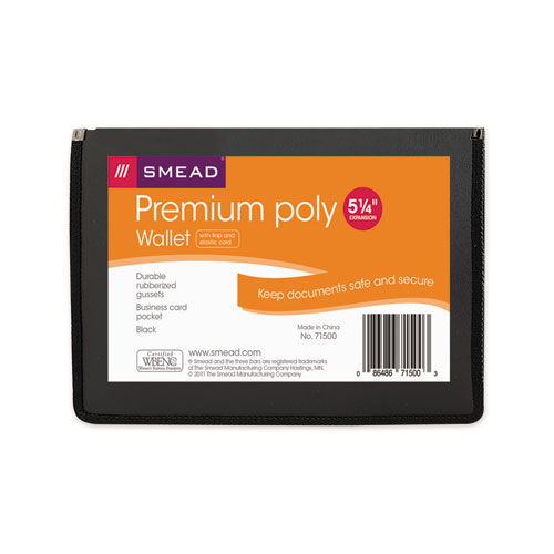Poly Premium Wallets, 5.25" Expansion, 1 Section, Letter Size, Black