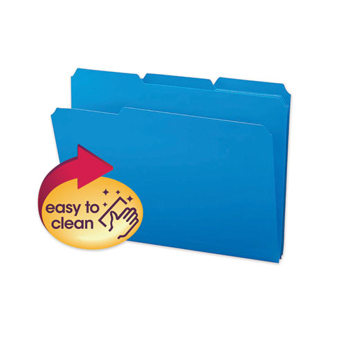 TOP TAB POLY COLORED FILE FOLDERS, 1/3-CUT TABS, LETTER SIZE, BLUE, 24/BOX