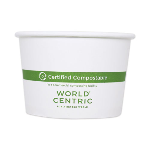 World Centric® Paper Bowls, 32 Oz, 4.4" Diameter X 5.8"H, White, 500/Carton