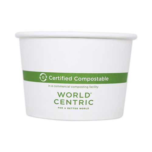 World Centric® Paper Bowls, 8 oz, 3.5" Diameter x 2.3"h, White, 1,000/Carton