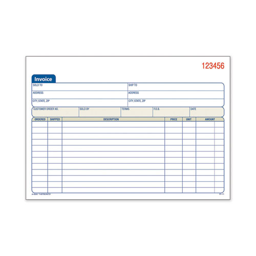 Two-Part Invoice Book, Two-Part Carbonless, 5.56 x 8.44, 50 Forms Total