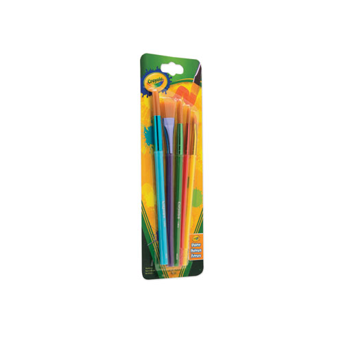 Image of Crayola® Arts And Craft Brush Set, Assorted Sizes, Natural Hair, Angled, Flat, Round, 5/Set