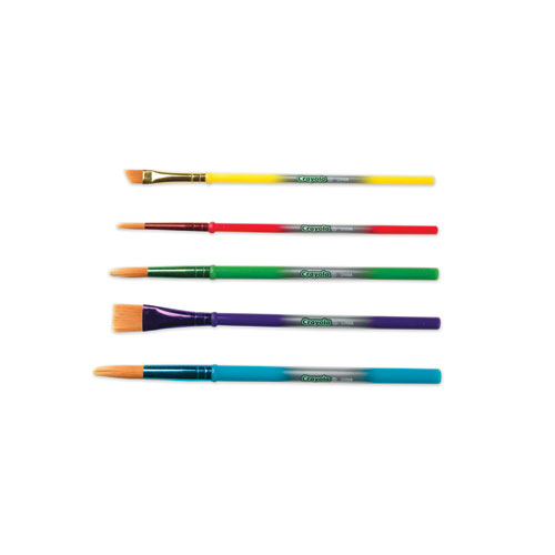 Image of Crayola® Arts And Craft Brush Set, Assorted Sizes, Natural Hair, Angled, Flat, Round, 5/Set