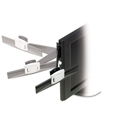 Image of Swing Arm Copyholder, Adhesive Monitor Mount, 30 Sheet Capacity, Plastic, Black/Silver Clip