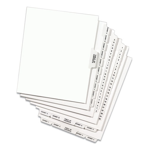 Avery-Style Preprinted Legal Side Tab Divider, 26-Tab, Exhibit A, 11 x 8.5, White, 25/Pack, (1371)