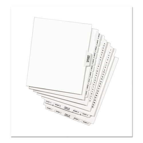 Image of Avery® Avery-Style Preprinted Legal Bottom Tab Divider, 26-Tab, Exhibit A, 11 X 8.5, White, 25/Pk