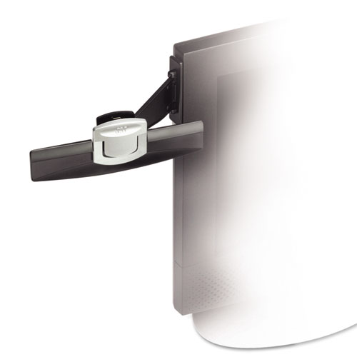 Image of Swing Arm Copyholder, Adhesive Monitor Mount, 30 Sheet Capacity, Plastic, Black/Silver Clip