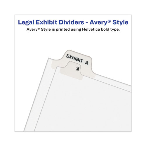 Avery-Style Preprinted Legal Side Tab Divider, Exhibit A, Letter, White, 25/Pack