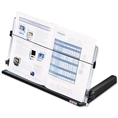 3M™ In-Line Adjustable Desktop Copyholder, Plastic, 150 Sheet Capacity, Black/Clear