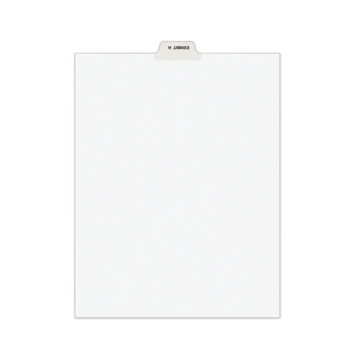 Avery-Style Preprinted Legal Bottom Tab Divider, Exhibit H, Letter, White, 25/pk