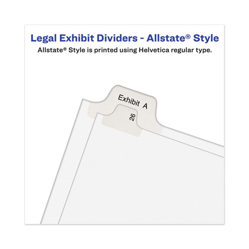 Image of Avery® Avery-Style Preprinted Legal Side Tab Divider, 26-Tab, Exhibit R, 11 X 8.5, White, 25/Pack, (1388)