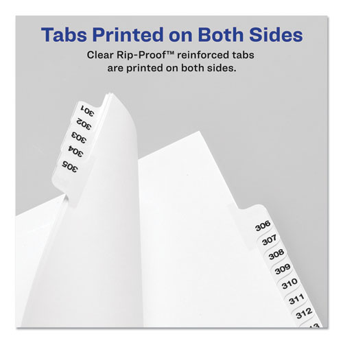 Image of Avery® Avery-Style Preprinted Legal Side Tab Divider, 26-Tab, Exhibit V, 11 X 8.5, White, 25/Pack, (1392)