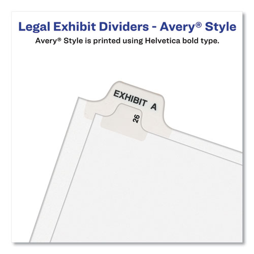 Avery-Style Preprinted Legal Bottom Tab Divider, 26-Tab, Exhibit F, 11 x 8.5, White, 25/PK