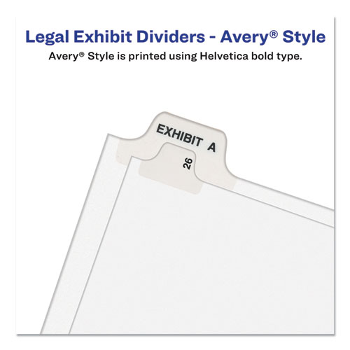 Avery-Style Preprinted Legal Bottom Tab Divider, Exhibit J, Letter, White, 25/PK