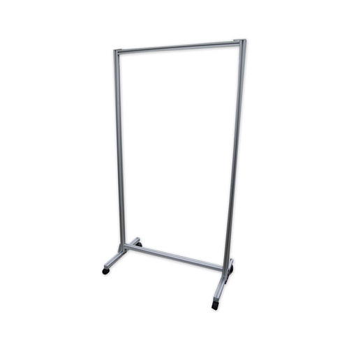 Image of Ghent Acrylic Mobile Divider With Thermometer Access Cutout, 38.5" X 23.75" X 74.19", Clear