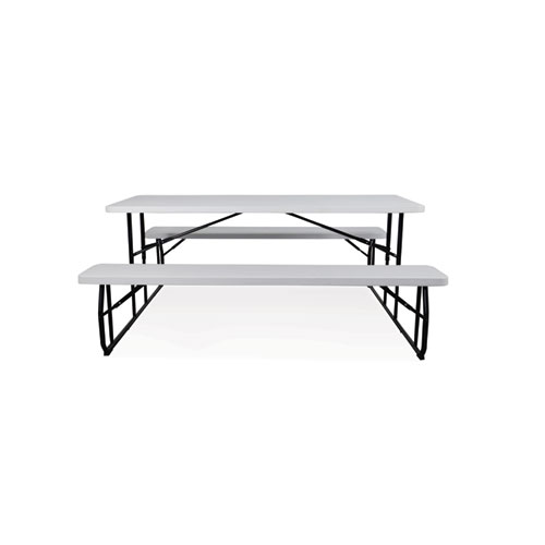 IndestrucTable Classic Folding Picnic Table, Rectangular, 71" x 63" x 18" to 29", White