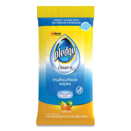 Multi-Surface Cleaner Wet Wipes, Cloth, Fresh Citrus, 7 x 10, 25/Pack, 12/Carton