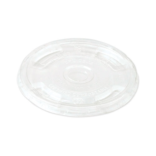 Image of PLA Clear Cold Cup Lids, Flat Lid, Fits 9 oz to 24 oz Cups, 1,000/Carton