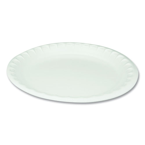 Placesetter Satin Non-Laminated Foam Dinnerware, Plate, 10.25" dia, White, 540/Carton