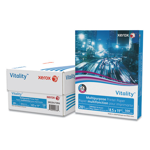 Vitality Multipurpose Print Paper, 92 Bright, 20 lb Bond Weight, 8.5 x 11, White, 500 Sheets/Ream, 3 Reams/Carton