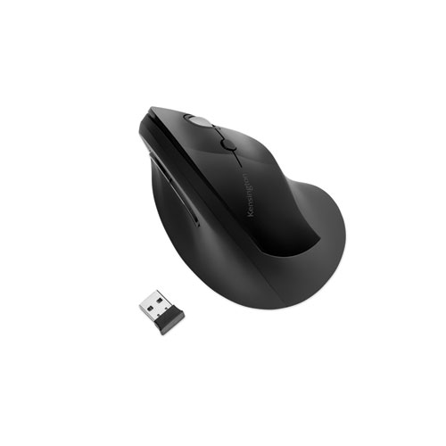 Pro Fit Ergo Vertical Wireless Mouse, 2.4 GHz Frequency/65.62 ft Wireless Range, Right Hand Use, Black