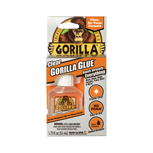 Image of Gorilla® Clear Gorilla Glue, 1.75 Oz, Dries Clear, 4/Carton