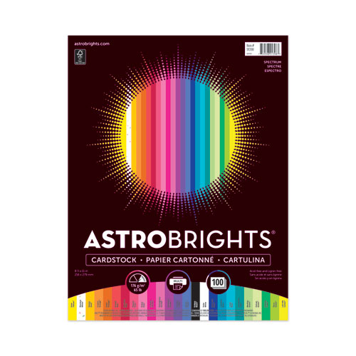 Image of Astrobrights® Color Cardstock, 65 Lb Cover Weight, 8.5 X 11, Assorted Colors, 100/Pack