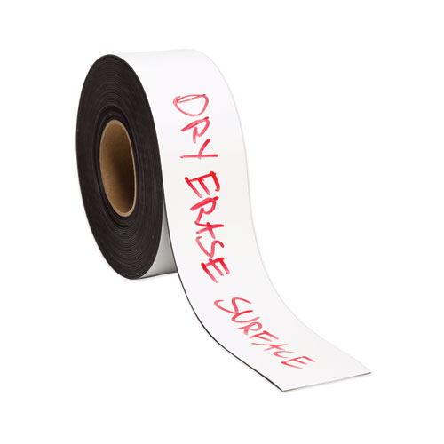 Dry Erase Magnetic Tape Roll, 2" x 50 ft, White