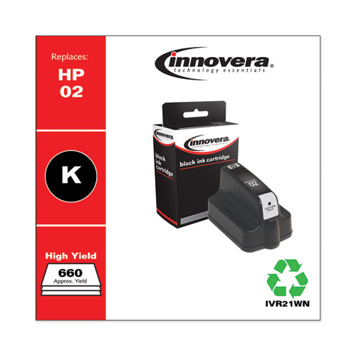 REMANUFACTURED BLACK INK, REPLACEMENT FOR HP 02 (C8721WN), 660 PAGE-YIELD