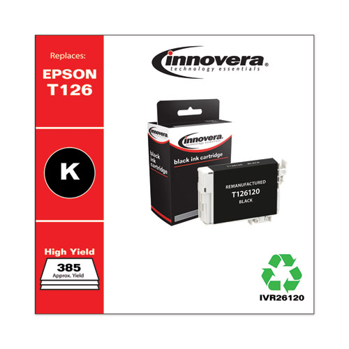REMANUFACTURED BLACK INK, REPLACEMENT FOR EPSON 126 (T126120), 385 PAGE-YIELD