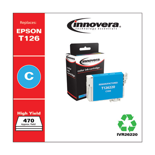 REMANUFACTURED CYAN INK, REPLACEMENT FOR EPSON 126 (T126220), 470 PAGE-YIELD