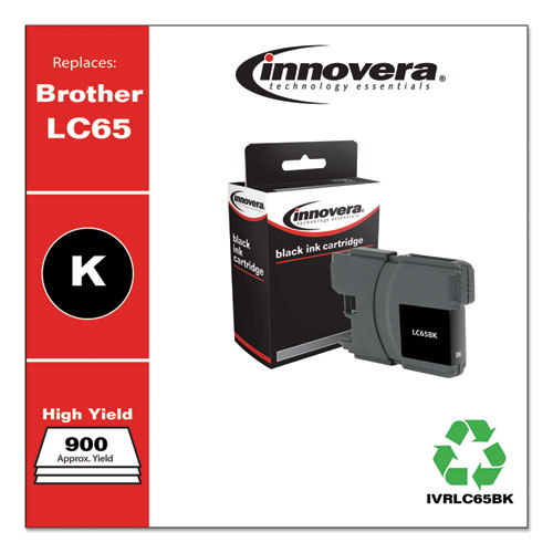 REMANUFACTURED BLACK HIGH-YIELD INK, REPLACEMENT FOR BROTHER LC65BK, 900 PAGE-YIELD