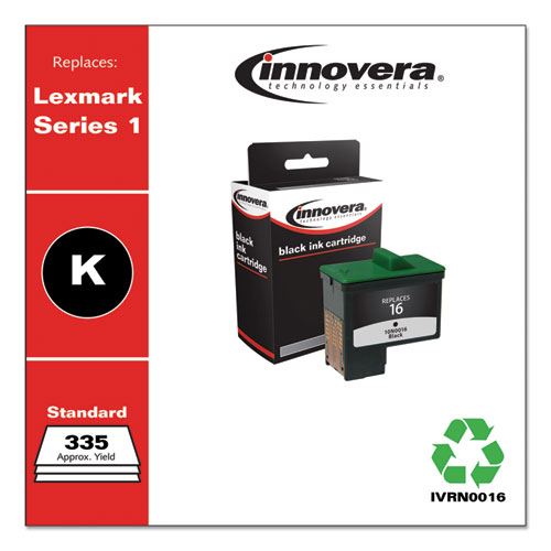 REMANUFACTURED BLACK INK, REPLACEMENT FOR LEXMARK 16 (10N0016), 335 PAGE-YIELD