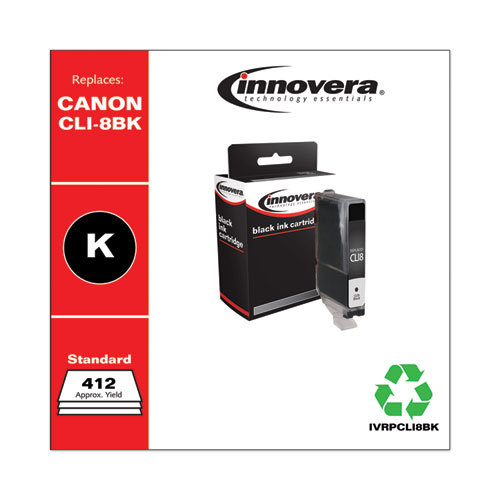 REMANUFACTURED BLACK INK, REPLACEMENT FOR CANON CLI8BK (0620B002), 412 PAGE-YIELD