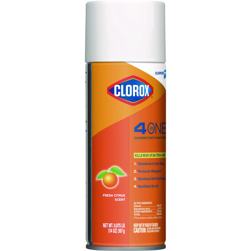 Image of Clorox® 4-In-One Disinfectant And Sanitizer, Citrus, 14 Oz Aerosol Spray