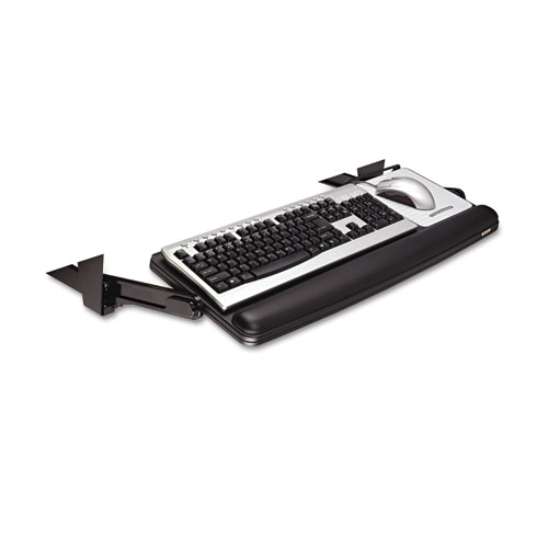 Adjustable Under Desk Keyboard Drawer, 27.3w x 16.8d, Black | by Plexsupply