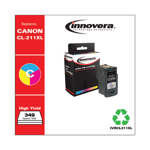 REMANUFACTURED TRI-COLOR HIGH-YIELD INK, REPLACEMENT FOR CANON CL-211XL (2975B001), 349 PAGE-YIELD