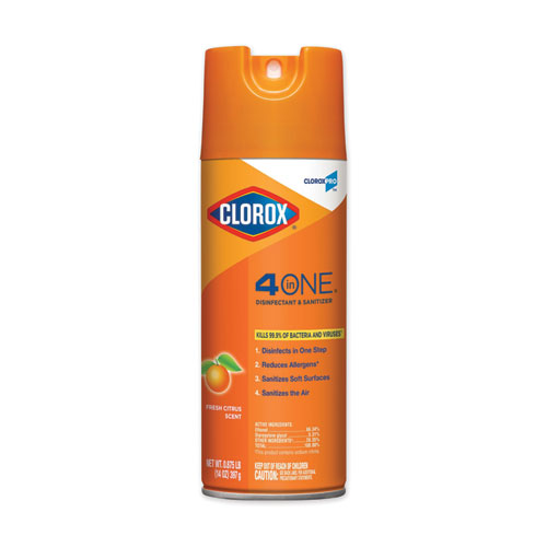 Clorox® 4-In-One Disinfectant And Sanitizer, Citrus, 14 Oz Aerosol Spray