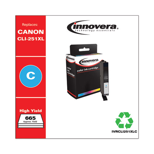REMANUFACTURED CYAN HIGH-YIELD INK, REPLACEMENT FOR CANON CLI-251XL (6449B001), 665 PAGE-YIELD